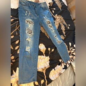 Patchwork Leopard Jeans size 2xl